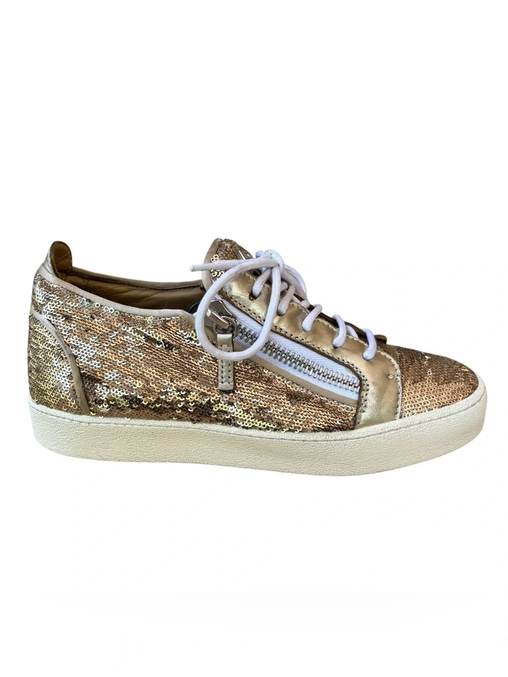GIUSEPPE ZANOTTI “Gail” Gold Sequin Low Top Sneakers